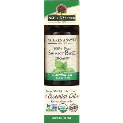 Nature'S Answer, 100% Pure Organic Essential Oil, Sweet Basil, 15 Ml (0.5 Fl Oz)