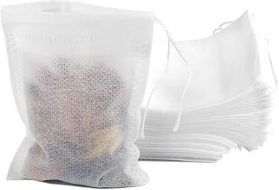 Peysaitr - Theezakjes voor losse thee - Non-woven Filterzakjes - Hittebestendig - 7 x 9 cm - Biologisch Afbreekbaar - Voor Losse Thee, Kruiden, Soep & Kruidenbaden - Wit - 100 stuks