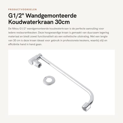 Dailygoods- Keukenkranen G1/2" - Wandmontage - Koudwaterkraan - Hoogwaardige legering - 30 cm - Schokbestendig en krasbestendig - Waterkraan