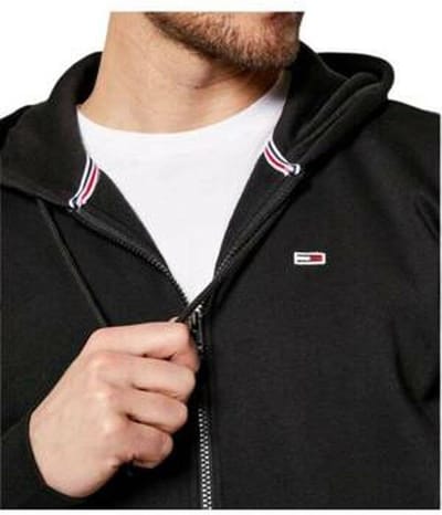 Tommy Hilfiger | Tommy Jeans | Hoodie met rits | Flagpatch logo | Zwart | S