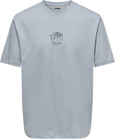 Only & Sons T-shirt Onsfred Du Martin Rlx Ss Tee 22037484 Blue Fog/ Pique-niqu Mannen Maat - XL