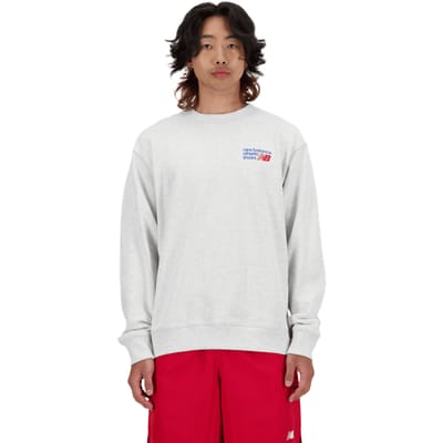 New Balance Athletics Premium Logo Crew Sweatshirts Heren - Grijs - Maat L - Katoen Jersey