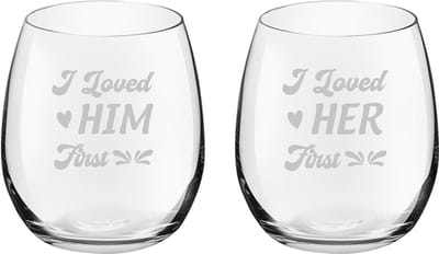 Gegraveerde set drinkglazen 39cl I loved her first - I loved him first