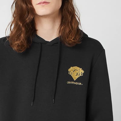 Harry Potter Gryffindor Unisex Embroidered Hoodie - Black - L