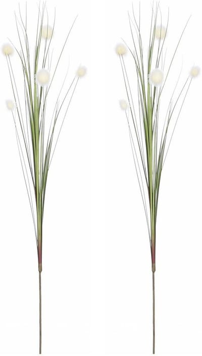 Mica Decorations - 2x - Rietgras kunstplant - losse steel/tak - groen/wit - 84 cm - siertakken