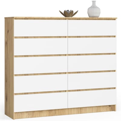 Ladekast K140 met 10 Lades / AKORD Furniture Factory / Artisan Eik - Wit / 138 x 121 x 40 cm