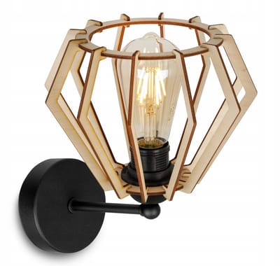 Light-Home TIMBER 2360/K – Wandlamp – Zwart/ Hout – Modern Design – LED