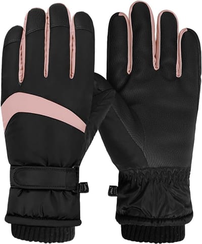 Dames Winter Ski Handschoenen, Winddicht en Warm met Touchscreen, Waterdicht en Fleece Gevoerd voor Skiën, Fietsen en Buitenactiviteiten