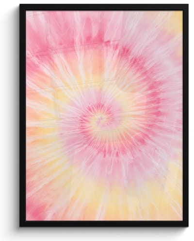 Poster in lijst - Fotolijst 60x80 cm - Posters - Patroon - Tie Dye - Pasteltinten - Roze - Posterlijst zwart - Decoratie - Wanddecoratie woonkamer - Muurdecoratie slaapkamer