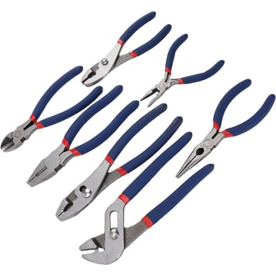 Ensemble de 7 pinces Comprend des pinces multiprises à joint coulissant, des pinces coupantes, des pinces universelles et des pinces à bec long Outils polyvalents pour voiture blue