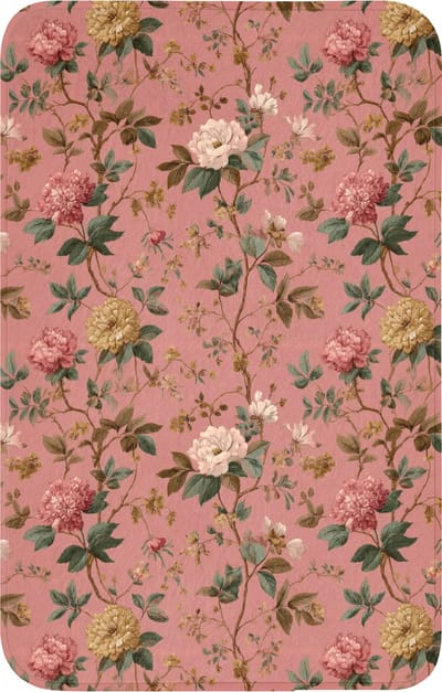 WC mat 50x80 cm - Antislip - Klassiek - Botanisch - Roze - Toiletmat - Vloermat - Douchemat - Toilet tapijt - Toiletmatten