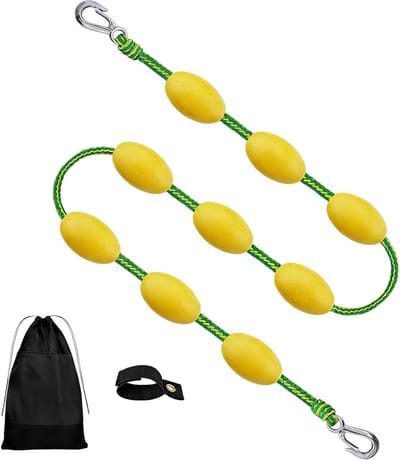 Sleeptouw Watersport - Drijvend Touw - Waterskiën Wakeboarden - Dubbele Roestvrijstalen Haken - 18 Meter - Geel