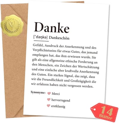 Dailygoods- Bedankkaarten Set van 14 Stuks - Inclusief Enveloppen/Stickers - A6 Formaat - Dankbaarheid/Uitdrukking - Voor Vrienden/Familie - Dankkaart