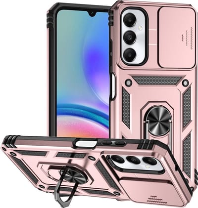 Coverup Hoesje - Geschikt voor Samsung Galaxy A05s Hoesje - Coverup Armor Ring Kickstand Back Cover met Camera Shield - Rose Gold