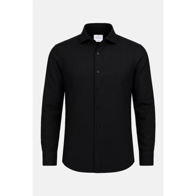 Vercate - Heren Lange Mouwen Overhemd - Zwart - Slim-Fit - Linnen Katoen- Maat 37/S