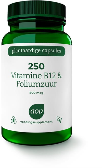 AOV 250 Vitamine B12 & Foliumzuur (800 mcg) - 2 x 60 vegacapsules - Voordeelverpakking
