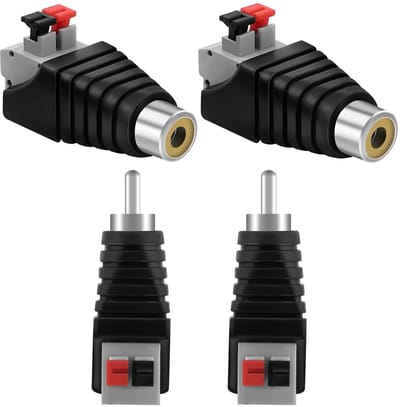 RCA naar Speaker Adapter - Phono Connector - Audio Verbinding Maken - Soldeervrije Installatie - 4 Stuks - Zwart