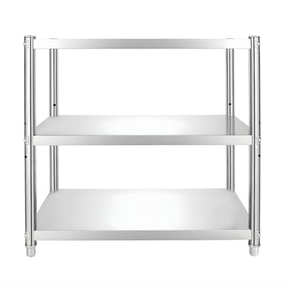 3-Laags RVS Keukenrek – Vrijstaand Opbergrek met Hoge Draagkracht – Ruimtebesparende Keukenkast 80 x 80 x 40 cm – Zilver