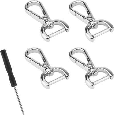 4 Stuks D-Ringen Schroeven, D-Ring Swivel Karabijnhaak met Kleine Schroevendraaiers voor Handtassen en Leeraccessoires (Zilver)