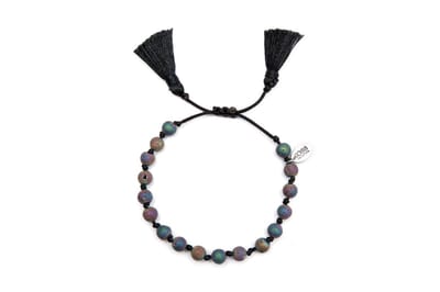 CO88 Collection Serenity 8CB 80040 Armband met Tassel - Pyriet Natuursteen 6 mm - One-size - Paars / Olie Multi Kleuren