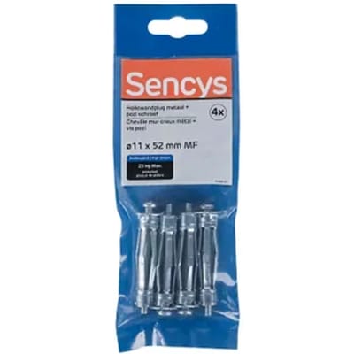 Sencys Plug Voor Gipsplaat Staal - Diam. 11x52mm - 4 Stuks