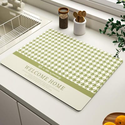 Keukenmat Anti-olie Print Bloem Huido Diatomeeënaarde Antislip Mat Hitte-isolatie Hoge Temperatuur Anti-heet Bureau Absorberende Mat 20x30cm