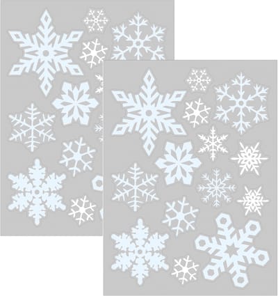 Anna's Collection Kerst raamstickers witte sneeuwvlokken - 2x - vel van 34 x 28 cm - raamdecoratie - raamversiering