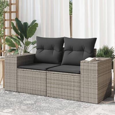 Tuinbank met kussen - Loungeset buiten - Buiten ontspannen - Modulair ontwerp - 186 cm breed - Grijs
