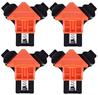 Dailygoods- Hoekspanklem 4 Stuks - 90 Graden Klemmen - Voor Houtbewerking - Voor Bord Dikte 5-22mm - Kunststof - Oranje - Voor Diverse Toepassingen - Hoekklem