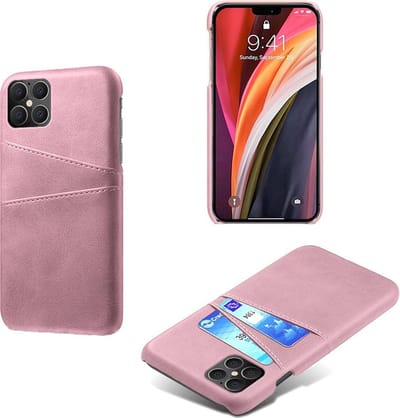 Backcover met Opbergvakjes + PMMA Screenprotector voor iPhone 12 Pro Max _ Roze Goud