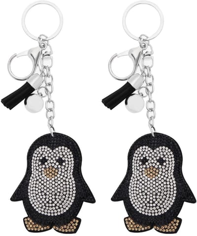 Dailygoods- Pinguïn Sleutelhanger - Kristallen Sleutelhanger - Strass Sleutelhanger - Leer Sleutelhanger - Decoratie - Schattig Ontwerp