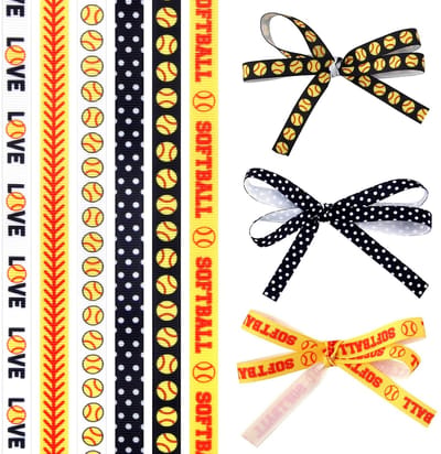 Dailygoods- Honkballinten 6 Rollen - 16,46m - Sportbanden - Grosgrainbanden - Cadeaulint - Doe-Het-Zelf Knutselwerkjes - Premium Materiaal - Linten