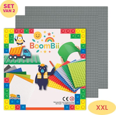 Bouwplaat XXL grijs - geschikt voor LEGO - 2 XXL bouwplaten - BoomBii