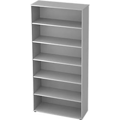 TOPAS LINE boekenkast, spaanplaat, 6 OH, 5 legborden, B 1000 x D 400 x H 2156 mm, lichtgrijs