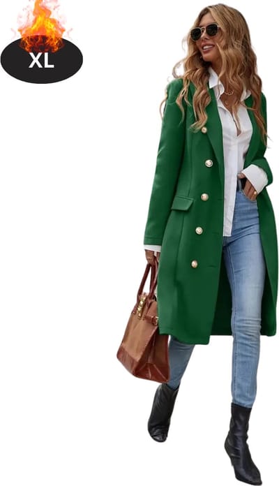 Livano Mantel Dames - Tussenmantel - Jas - Mantelpakje - Trenchcoat - Overjas - Overcoat - Winter - Groente - XL