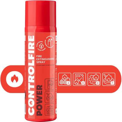 Control Fire Brandblusser 500 ml, mini brandblusser voor auto, keuken, lithiumbatterij, accu, kantoor, caravan, camper, elektrische branden, brandblusspray, brandklasse A B D F