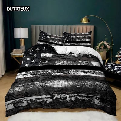 Nationale Vlag Dekbedovertrek Set King Size Creatieve Amerikaanse Vlag Beddengoed Set voor Tieners Volwassenen Microfiber Eenpersoons Tweepersoons Dekbedovertrek US Twin(172x218cm)