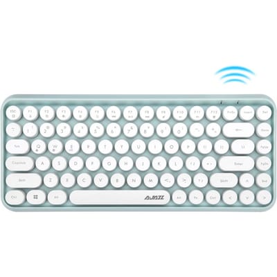 Ajazz 308i Bluetooth-toetsenbord Ronde sleuteldop 10m Bluetooth-verbinding 84 toetsen voor Windows 2000, groen