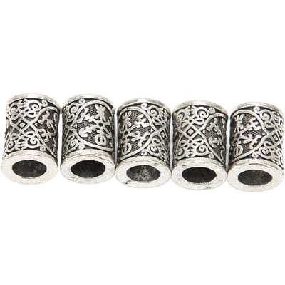 5 stuks Baardkralen Viking Vintage Legering Baardkralen voor Baarden Vuile Vlechten Armbanden Kettingen white
