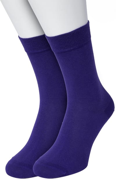 Bonnie Doon Basic Sokken Dames Donker Paars maat 36/42 - 2 paar - Basis Katoenen Sok - Gladde Naden - Brede Boord - Uitstekend Draagcomfort - Perfecte Pasvorm - 2-pack - Multipack - Effen - Diep Paars - Dark Purple - OL834222.206