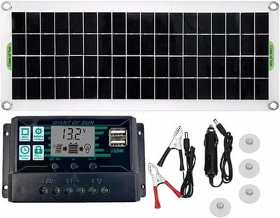 Zonnepaneelset - 20W 18V - Hoogrendementszonnepanelen - Geschikt voor Campers, Caravans, Boten, Kamperen Zonder Aansluiting Op het Elektriciteitsnet, Wandelen, Vissen, Fietsen, Enz