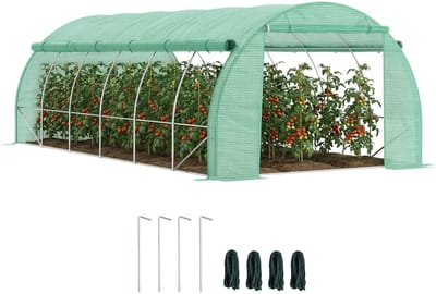 Outsunny - Foliekas - met oprolbare Zijwanden - Waterdicht - Groen