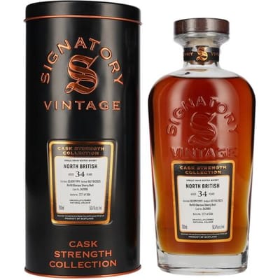 Ondertekenaar Vintage Signatory Vintage NORTH BRITISH 34 Years Old Refill Oloroso Cask Strength #262085 1991 50,4% Vol. 0,7l in Tinbox