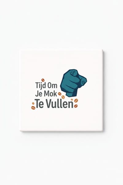 Grappige “Tijd Om Je Mok Te Vullen” Keramische Tegel – Koffieliefhebber Quote Tegel – Humor Keuken Wanddecoratie Cadeau