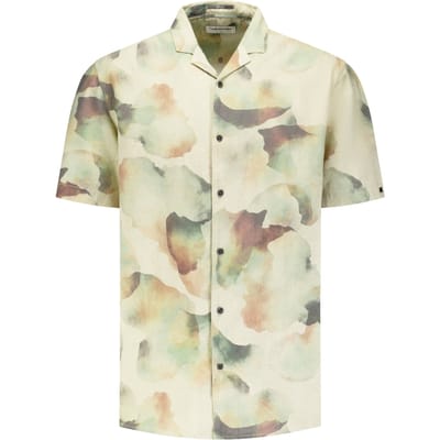 No Excess Shirt Short Sleeve Revers Collar Allover Printed With Linen  Größe: S | Casual hemden Outlet | Herren | Weiß