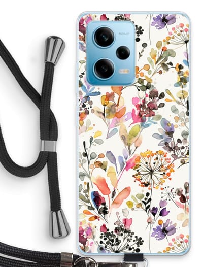 Case Company® - Hoesje met koord geschikt voor Xiaomi Redmi Note 12 Pro 5G hoesje met Koord - Wilde grassen - Telefoonhoesje met Zwart Koord - Bescherming aan alle Kanten en Over de Schermrand