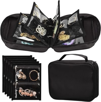 Reis Sieraden Organizer met Transparante Zak en Ritsen