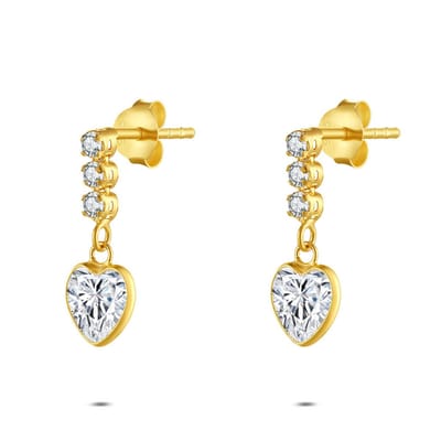 Twice As Nice Oorbellen in 18kt verguld zilver, hart en zirkonia Goudkleurig 00
