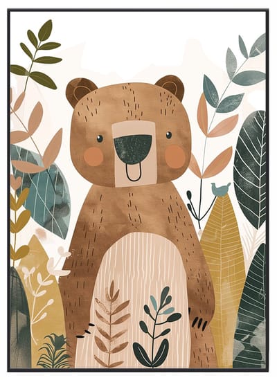 No Filter - Poster voor Baby- en Kinderkamer - Beer poster - Jungle Poster - A3 (30x40 cm) - 250 grams papier - Kinderkamer decoratie