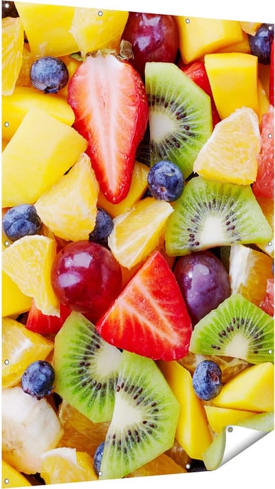 Gards Tuinposter Diverse Kleurrijke Fruit Achtergrond - 120x180 cm - Tuindoek - Tuindecoratie - Wanddecoratie buiten - Tuinschilderij
